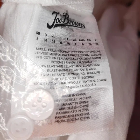 Joe Browns white long sleeve shirt UK 8 Paisley collar & sleeve trim - Picture 10 of 10